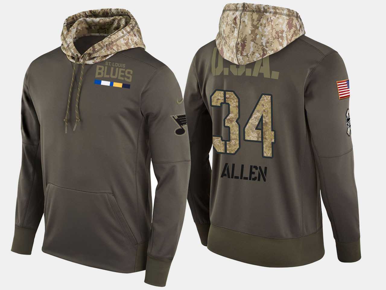 Nike Blues 34 Jake Allen Olive Salute To Service Pullover Hoodie,We sell and wholesale Nike Blues 34 Jake Allen Olive Salute To Service Pullover Hoodie on line form chian!